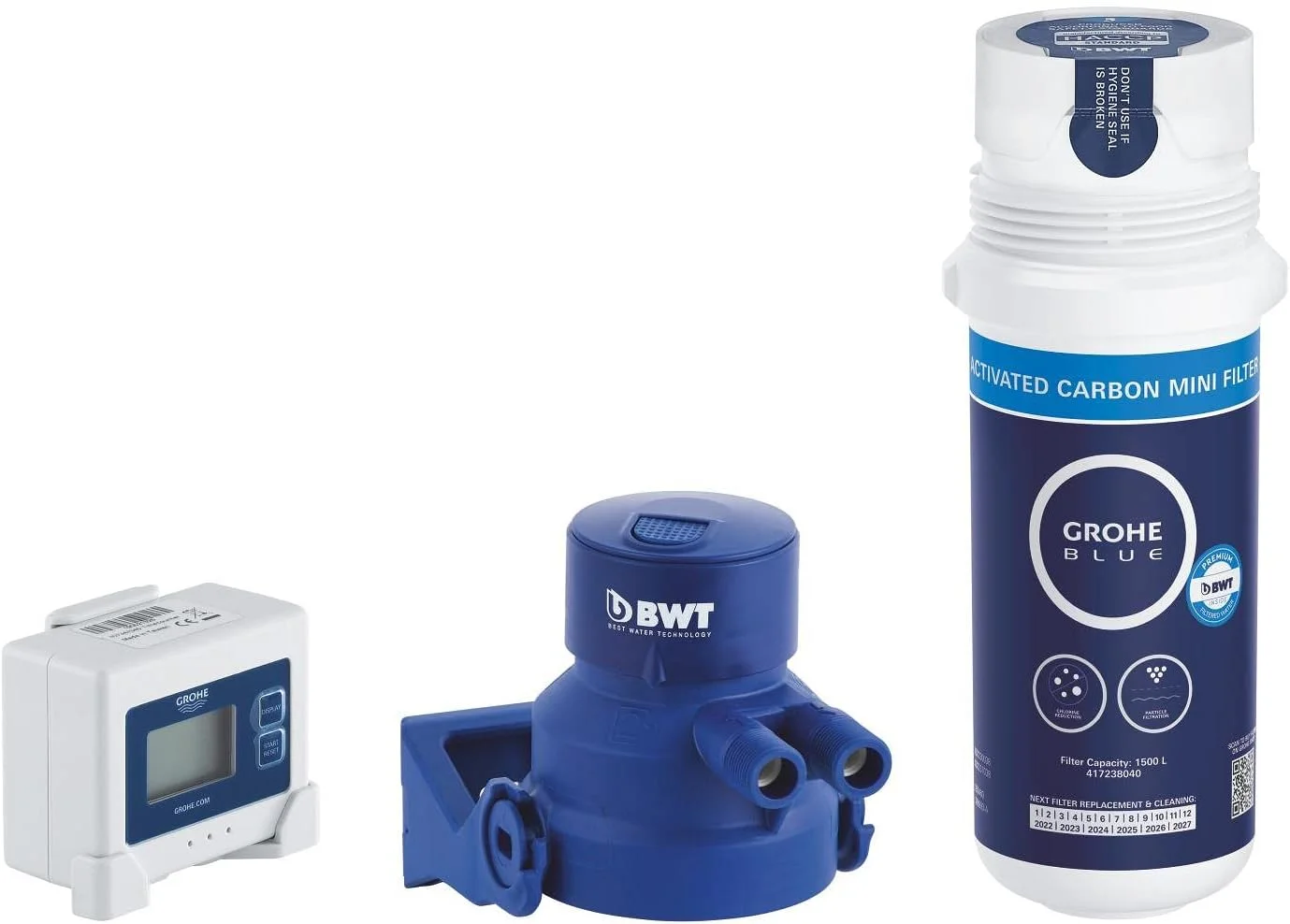 ست فیلتر استارتر کربن فعال زیر سینک GROHE Blue (سر فیلتر، فلومتر برای اندازه گیری طول عمر فیلتر، ظرفیت 1500 لیتر)، برای استفاده با شیرآلات آشپزخانه Blue Pure، 41136000 ست فیلتر استارتر کربن فعال زیر سینک GROHE Blue (سر فیلتر، فلومتر برای اندازه گیری طول عمر فیلتر، ظرفیت 1500 لیتر)، برای استفاده با شیرآلات آشپزخانه Blue Pure، 41136000