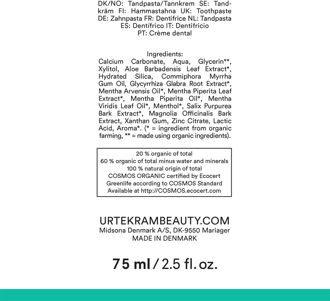 خمیر دندان بدون فلوراید اورتکرام مخصوص دندان های حساس با طعم نعناع قوی، 100% ارگانیک، وگان، مواد طبیعی، مراقبت ملایم از دهان، 75 میلی لیتر
