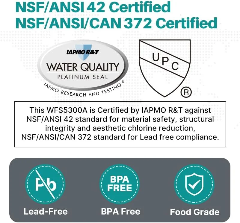 سیستم فیلتر آب زیر سینکی آشپزخانه ICEPURE WFC5300A، ظرفیت فوق العاده بالا 22000 گالن یا 3 سال، جایگزین برای سیستم فیلتراسیون آب زیر سینکی ICEPURE WFS5300A، 0.5 میکرون