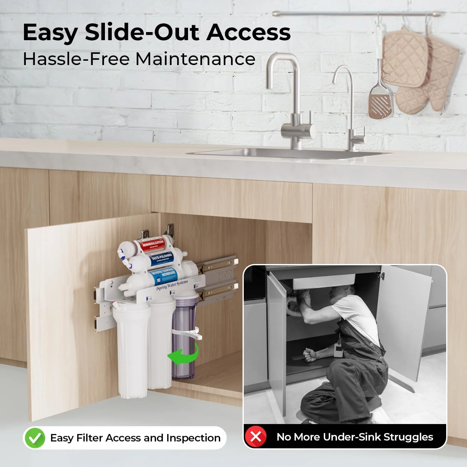 کیت نصب کشویی iSpring ASKRCC برای سیستم فیلتر آب اسمز معکوس زیر سینک، مناسب برای سری RCC