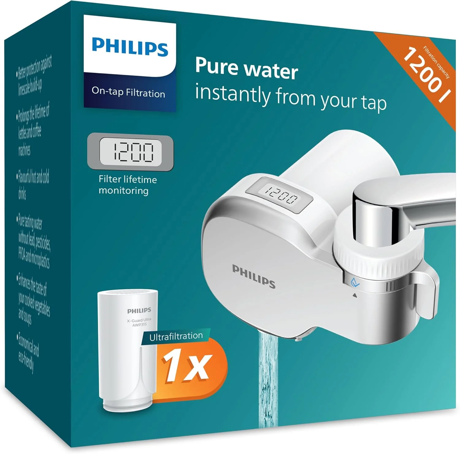 فیلتر فوق تصفیه آب فیلیپس مدل Ontap AWP3756P1/10 با نمایشگر دیجیتال، ظرفیت تصفیه 1200 لیتر