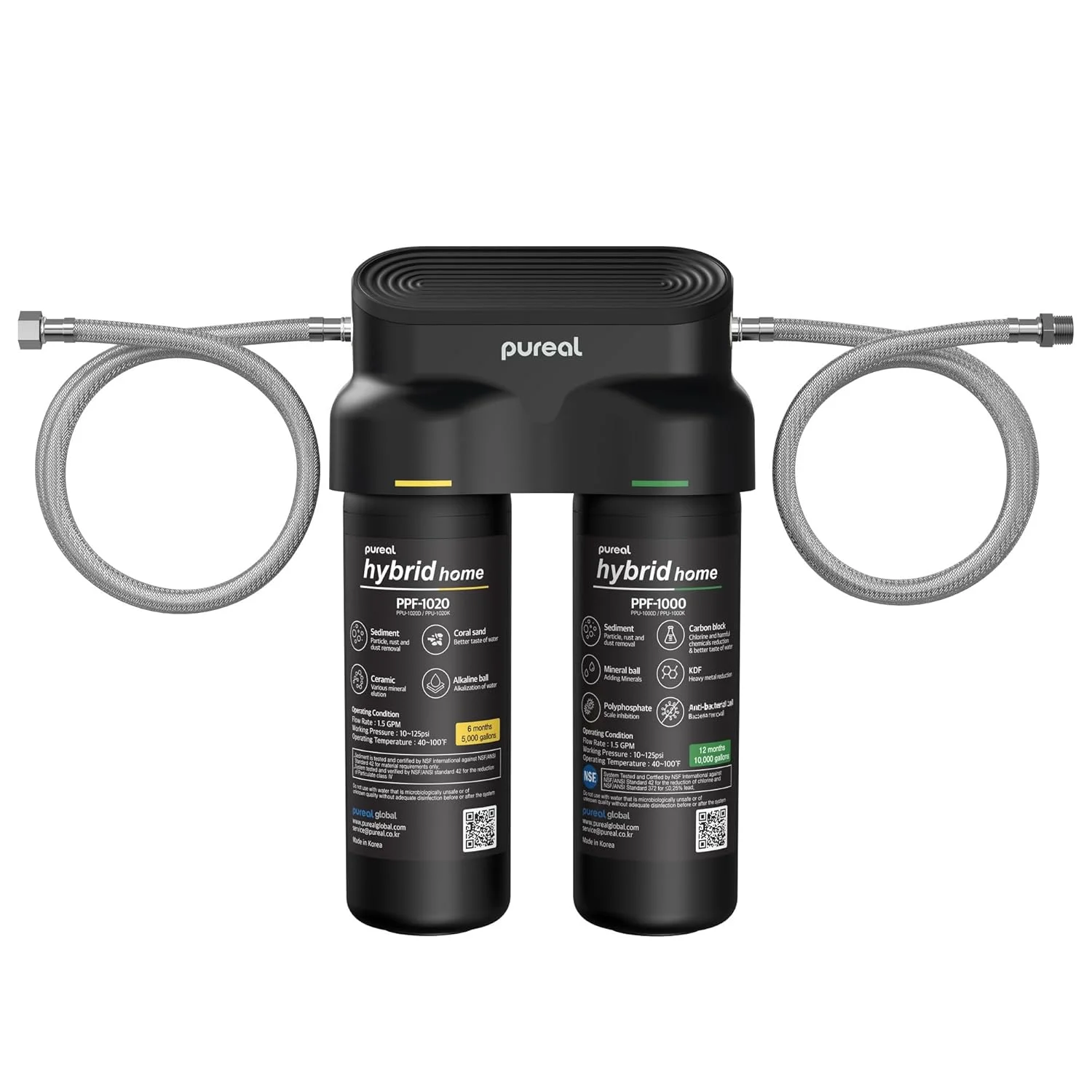 سیستم فیلتر آب زیر سینکی دو مرحله ای Pureal Hybrid Home PPU-1020K، 10000 گالن، NSF/ANSI 42&372، فیلتر رسوب معدنی کربن بلاک KDF پلی فسفات برای رسوب، سرب و کلر سیستم فیلتر آب زیر سینکی دو مرحله ای Pureal Hybrid Home PPU-1020K، 10000 گالن، NSF/ANSI 42&372، فیلتر رسوب معدنی کربن بلاک KDF پلی فسفات برای رسوب، سرب و کلر