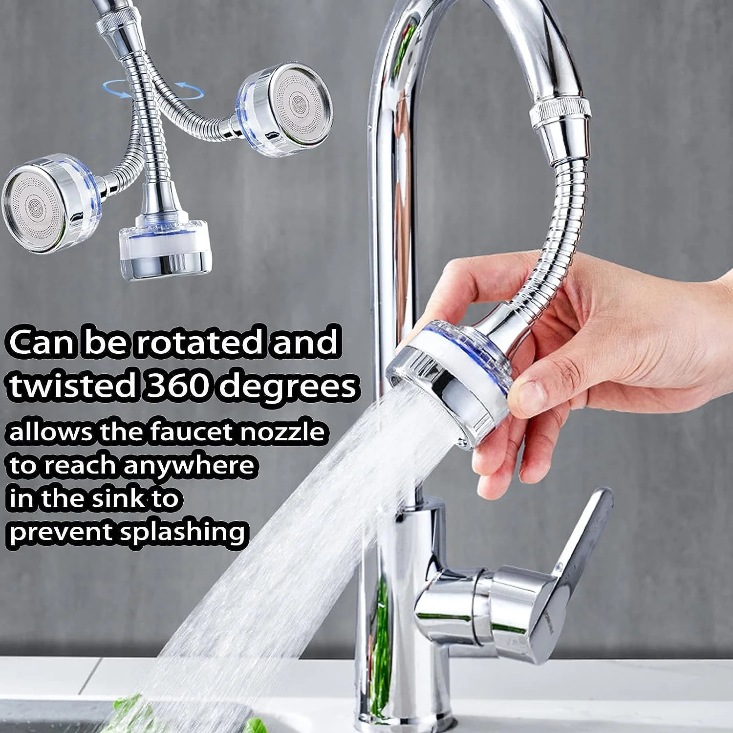 فیلتر شیر آب حمام چرخشی 360 درجه PeiDog، فیلتر شیر آب سینک با لوله اکستنشن برای آشپزخانه و حمام، تصفیه کننده آب، حذف کننده کلر، فلوراید، فلزات سنگین و سختی آب