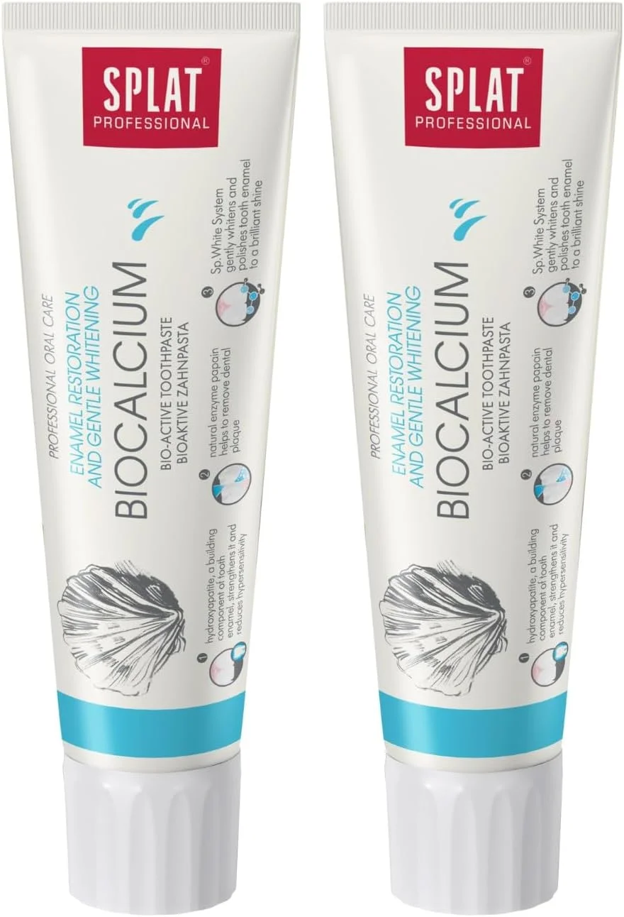خمير دندان طبيعی SPLAT Professional Biocalcium برای دندان های قوی و حساس، حاوی کلسیم، 100 میلی لیتر - بسته 2 عددی