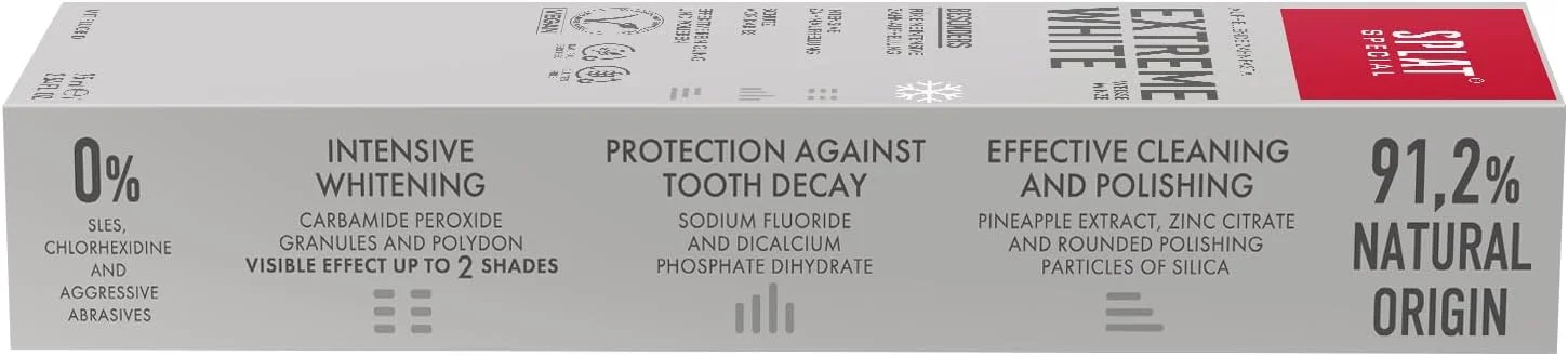 خمیر دندان سفید کننده قوی اسپلات اکستریم وایت مناسب دندان های حساس | وگان | بدون گلوتن | 75 میلی لیتر