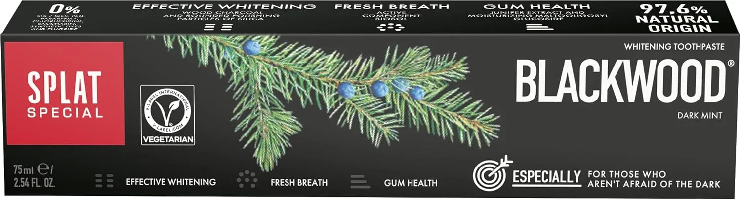 خمیر دندان سفید کننده قوی زغالی بلک وود اسپلات | مناسب دندان های حساس | گیاهی | 75 میلی لیتر