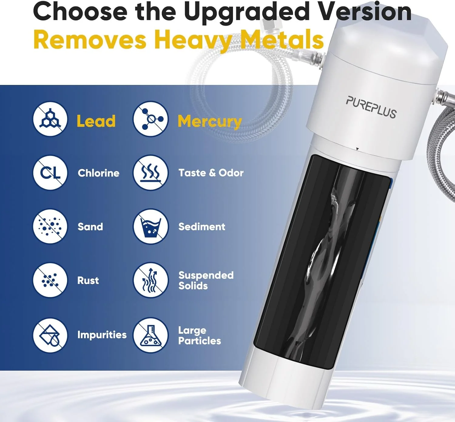 فیلتر آب زیر سینکی PUREPLUS، 22000 گالن، کاهش 99.99% کلر، سیستم تصفیه آب زیر پیشخوان اتصال مستقیم دارای گواهینامه NSF/ANSI فیلتر آب زیر سینکی PUREPLUS، 22000 گالن، کاهش 99.99% کلر، سیستم تصفیه آب زیر پیشخوان اتصال مستقیم دارای گواهینامه NSF/ANSI