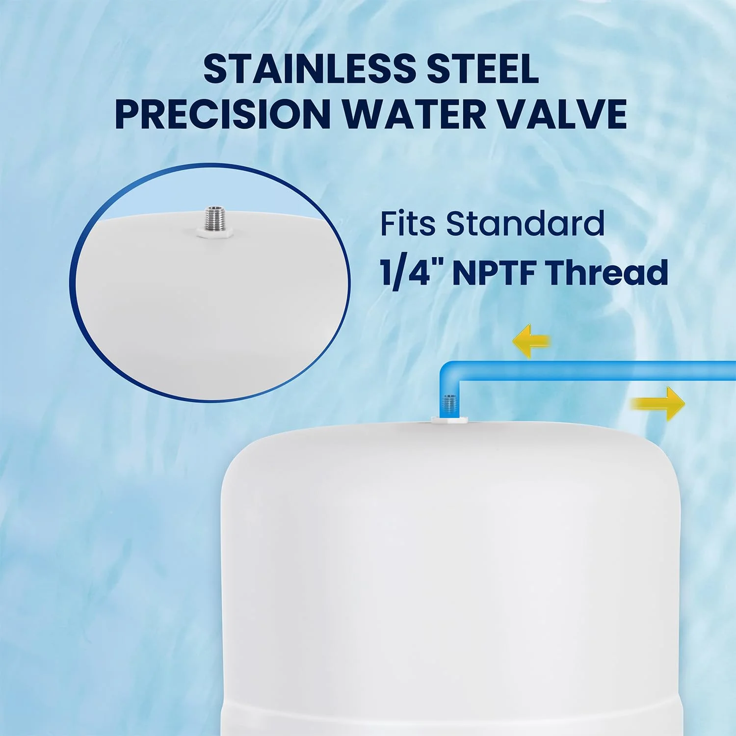 مخزن ذخیره آب تحت فشار 5 گالنی PUREPLUS برای سیستم های اسمز معکوس (RO)، سفید مخزن ذخیره آب تحت فشار 5 گالنی PUREPLUS برای سیستم های اسمز معکوس (RO)، سفید