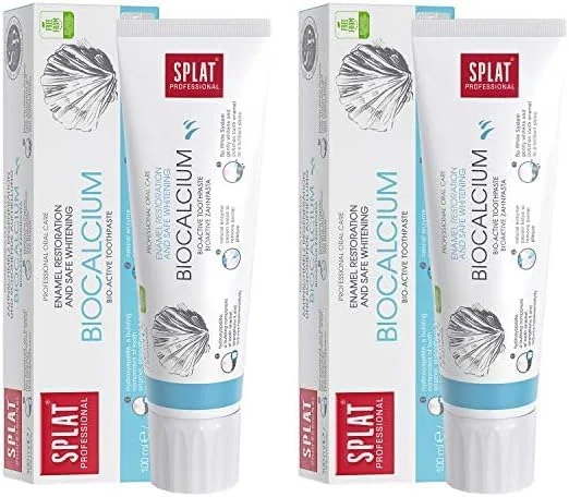 خمير دندان حرفه ای بایوکلسیم SPLAT برای دندان های قوی و حساس، خمير دندان طبيعی حاوی کلسیم 100 میلی لیتر (بسته 2 عددی)
