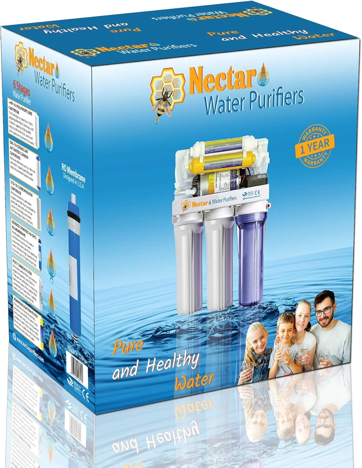 سیستم تصفیه آب آشامیدنی اسمز معکوس 6 مرحله ای نکتار (50 گالن در روز) سیستم تصفیه آب آشامیدنی اسمز معکوس 6 مرحله ای نکتار (50 گالن در روز)