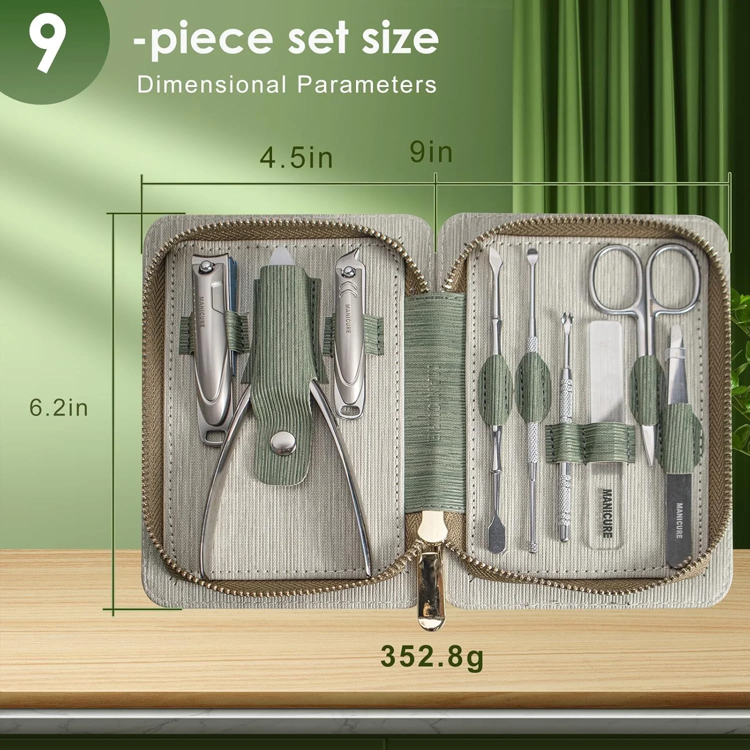 ست مانیکور 9 در 1 حرفه ای KASTWAVE، ست ناخن گیر استیل ضد زنگ با کیف چرمی PU، ست ناخن گیر انگشت و ناخن پا برای خانه، محل کار، مسافرت در فضای باز، هدیه دادن ست مانیکور 9 در 1 حرفه ای KASTWAVE، ست ناخن گیر استیل ضد زنگ با کیف چرمی PU، ست ناخن گیر انگشت و ناخن پا برای خانه، محل کار، مسافرت در فضای باز، هدیه دادن