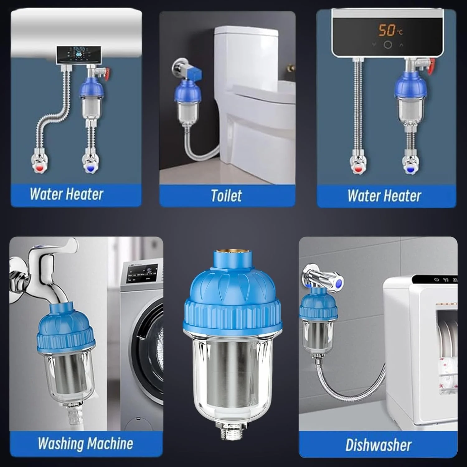 فیلتر رسوب گیر آب MuSylonz Spin Down - سیستم پیش تصفیه آب خانگی با توری استیل 316، فیلتر آب برای حذف رسوبات و داشتن آب تمیز، تمیز کردن آسان و بادوام