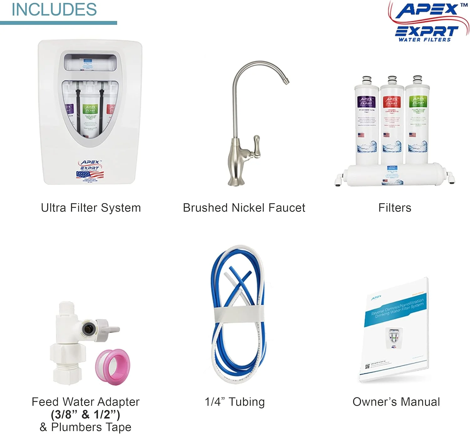 فیلتر آب آشامیدنی زیر سینکی با کیفیت EXPRT MR-2034 - سیستم تصفیه آب 4 مرحله ای اولترافیلتراسیون (UF) 0.1 میکرون - سیستم تصفیه آب زیر پیشخوان آشپزخانه - شیر آب نیکل برس خورده با حداکثر جریان فیلتر آب آشامیدنی زیر سینکی با کیفیت EXPRT MR-2034 - سیستم تصفیه آب 4 مرحله ای اولترافیلتراسیون (UF) 0.1 میکرون - سیستم تصفیه آب زیر پیشخوان آشپزخانه - شیر آب نیکل برس خورده با حداکثر جریان