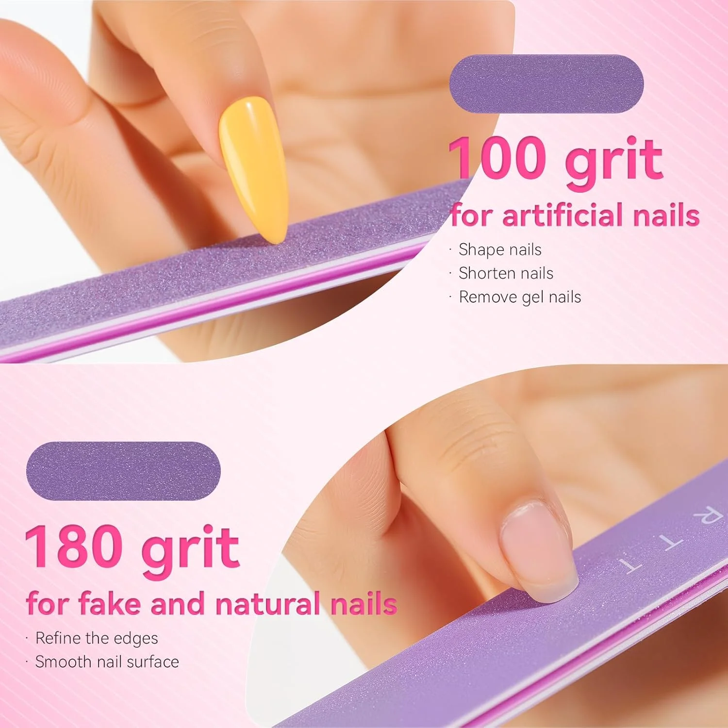 سوهان ناخن ماکارت - سمباده ای با درجه زبری 100/180 برای ناخن، 10 عدد سوهان ناخن دو طرفه حرفه ای برای ناخن های اکریلیک طبیعی، ست مانیکور قابل استفاده مجدد برای سالن و استفاده شخصی، بنفش سوهان ناخن ماکارت - سمباده ای با درجه زبری 100/180 برای ناخن، 10 عدد سوهان ناخن دو طرفه حرفه ای برای ناخن های اکریلیک طبیعی، ست مانیکور قابل استفاده مجدد برای سالن و استفاده شخصی، بنفش