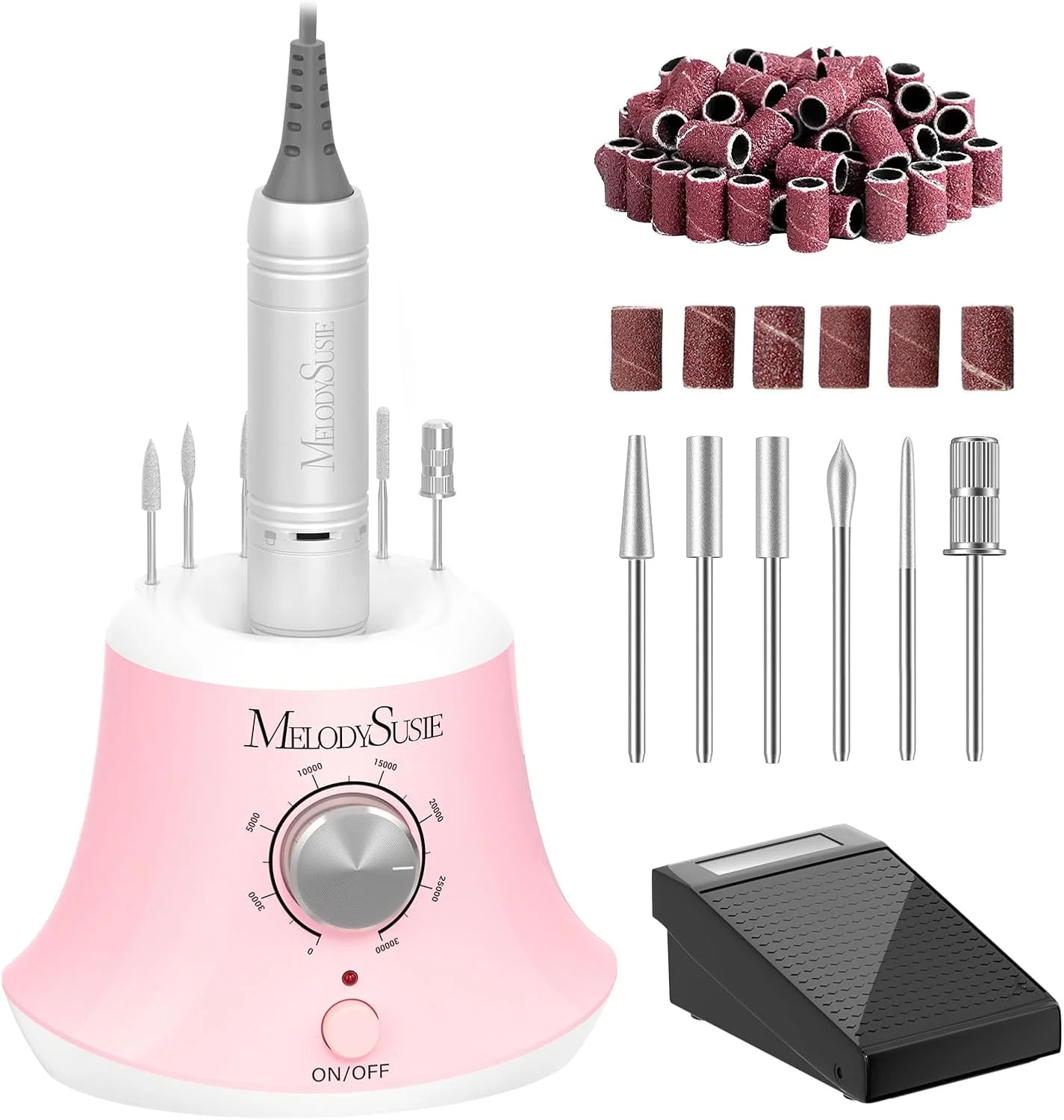 دستگاه سوهان برقی ناخن MelodySusie با پدال پایی، کیت مته های سوهان ناخن حرفه ای 30000 دور در دقیقه و نوارهای سنباده برای ناخن های اکریلیک و ژل، ست سوهان برقی ناخن برای مانیکور پدیکور و پولیش، صورتی اسکارلت دستگاه سوهان برقی ناخن MelodySusie با پدال پایی، کیت مته های سوهان ناخن حرفه ای 30000 دور در دقیقه و نوارهای سنباده برای ناخن های اکریلیک و ژل، ست سوهان برقی ناخن برای مانیکور پدیکور و پولیش، صورتی اسکارلت