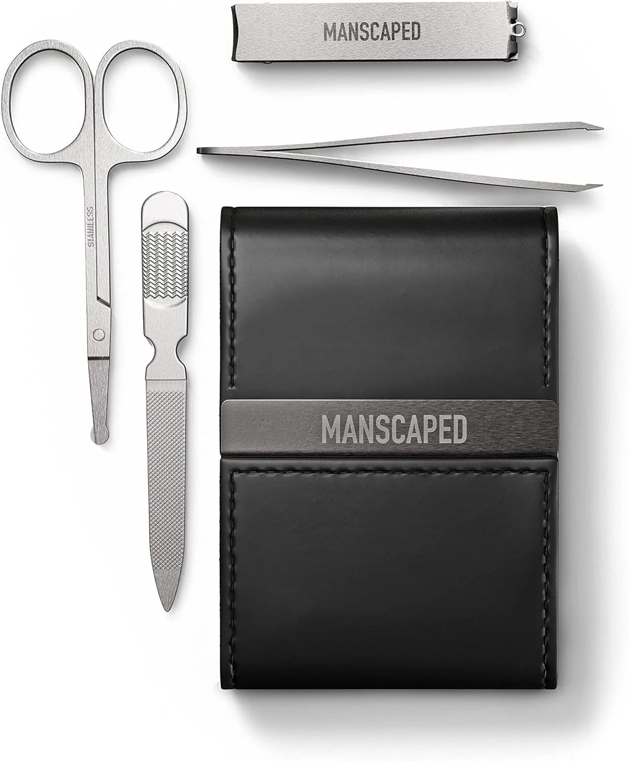 ست مانیکور مردانه MANSCAPED® Shears 2.0، شامل قیچی ناخن، قیچی ایمنی، موچین و سوهان ناخن، ست مسافرتی مانیکور و پدیکور، ست آرایشی لوکس 4 تکه با کیف جمع و جور ست مانیکور مردانه MANSCAPED® Shears 2.0، شامل قیچی ناخن، قیچی ایمنی، موچین و سوهان ناخن، ست مسافرتی مانیکور و پدیکور، ست آرایشی لوکس 4 تکه با کیف جمع و جور