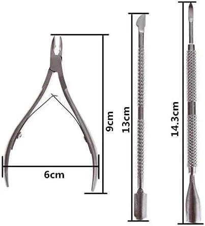ست 3 عددی ابزار مانیکور ناخن، شامل عقب زننده کوتیکول، نیپر و ناخن گیر، ساخته شده از استیل ضد زنگ ست 3 عددی ابزار مانیکور ناخن، شامل عقب زننده کوتیکول، نیپر و ناخن گیر، ساخته شده از استیل ضد زنگ