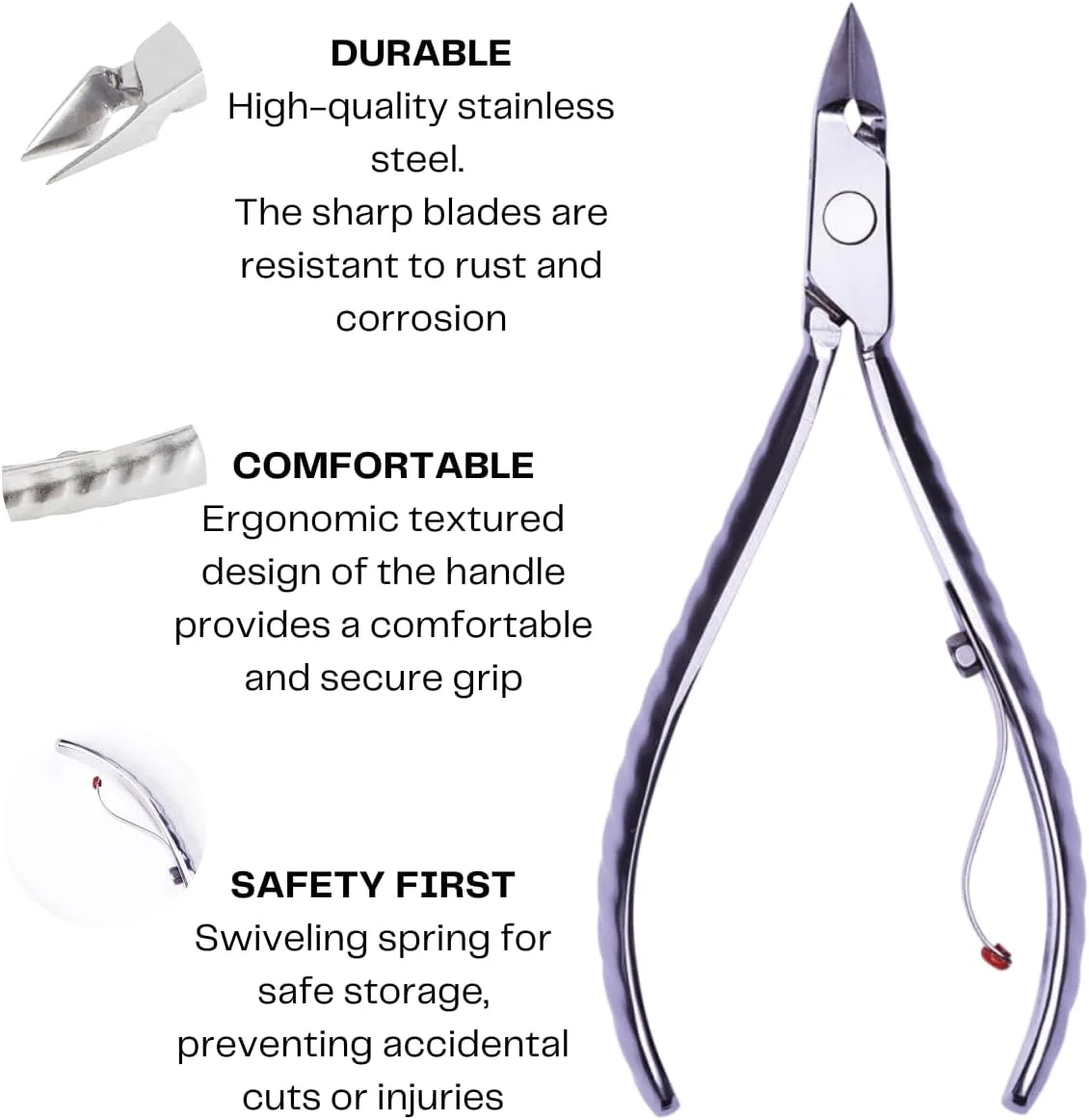 ست سه تکه مراقبت از ناخن Mundial - انبر کوتیکول استیل ضد زنگ حرفه ای با اسپاتول و پوشر ناخن دوبل، کیت اصلاح مانیکور و پدیکور