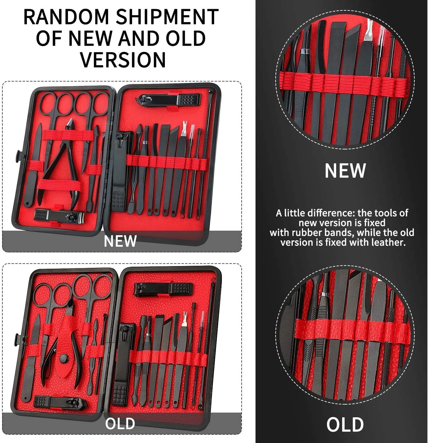 ست مانیکور مومو بیر، کیت پدیکور 19 تکه، ناخن گیر استیل ضد زنگ، کیت حرفه ای پیرایش، قیچی ناخن، ناخن گیر انگشتان پا، ابزار ناخن با کیف چرمی مسافرتی مشکی و قرمز ست مانیکور مومو بیر، کیت پدیکور 19 تکه، ناخن گیر استیل ضد زنگ، کیت حرفه ای پیرایش، قیچی ناخن، ناخن گیر انگشتان پا، ابزار ناخن با کیف چرمی مسافرتی مشکی و قرمز