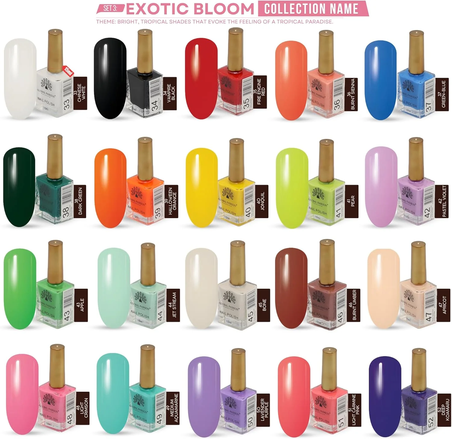 ست لاک ناخن 15 میلی لیتری – 20 رنگ زنده برای زنان، مانیکور و پدیکور، ماندگاری طولانی، مقاوم در برابر لب پر شدن، خشک شدن سریع، وگان، بدون تست حیوانی، با کیفیت سالن (شکوفه های عجیب و غریب، 20 رنگ) ست لاک ناخن 15 میلی لیتری – 20 رنگ زنده برای زنان، مانیکور و پدیکور، ماندگاری طولانی، مقاوم در برابر لب پر شدن، خشک شدن سریع، وگان، بدون تست حیوانی، با کیفیت سالن (شکوفه های عجیب و غریب، 20 رنگ)