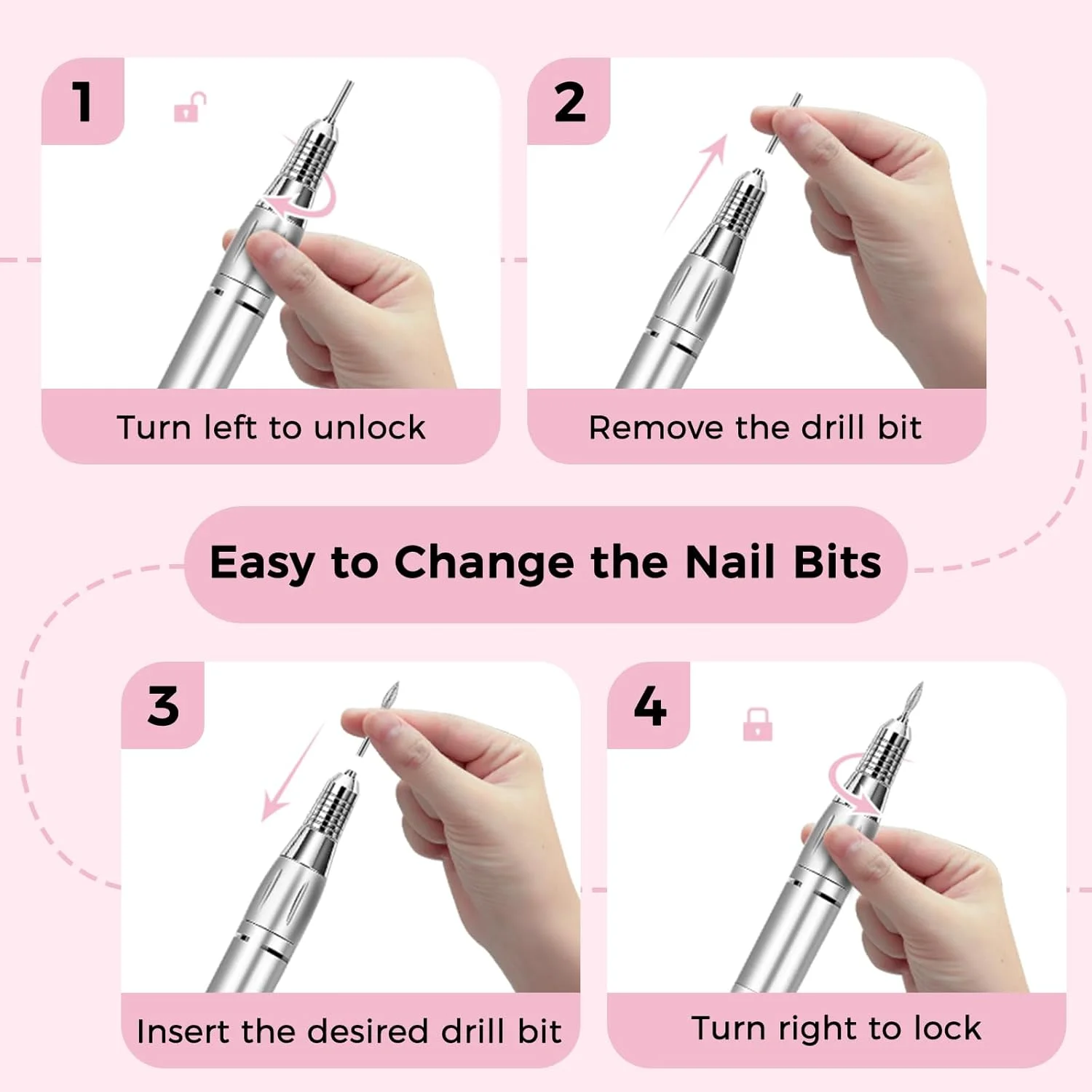 دستگاه سوهان برقی ناخن NAILGIRLS، ست سوهان برقی ناخن 11 در 1، سوهان برقی حرفه ای 35000 دور در دقیقه برای ناخن های اکریلیک، ناخن های ژلی، مانیکور، پدیکور، دستگاه پولیش برای استفاده در منزل و سالن با پدال پا، سفید