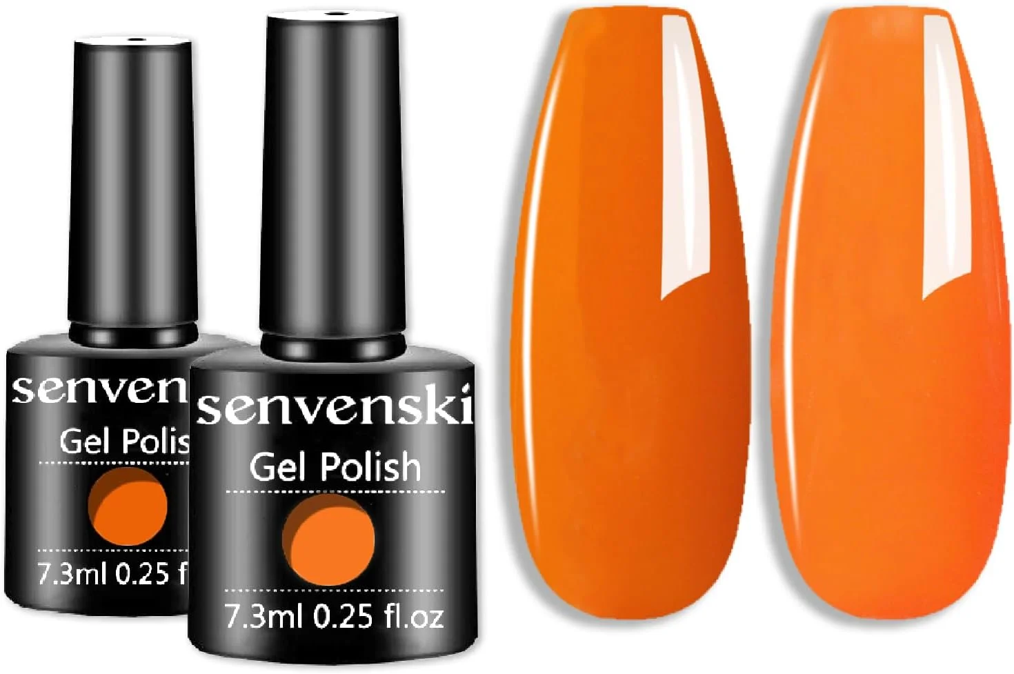 ست لاک ژل نارنجی Senvenski - ست طراحی ناخن UV/LED با رنگ های نارنجی نئون روشن کدو تنبل مرجانی | ست هدیه مانیکور برای استفاده در سالن و منزل بانوان (CS2-026)