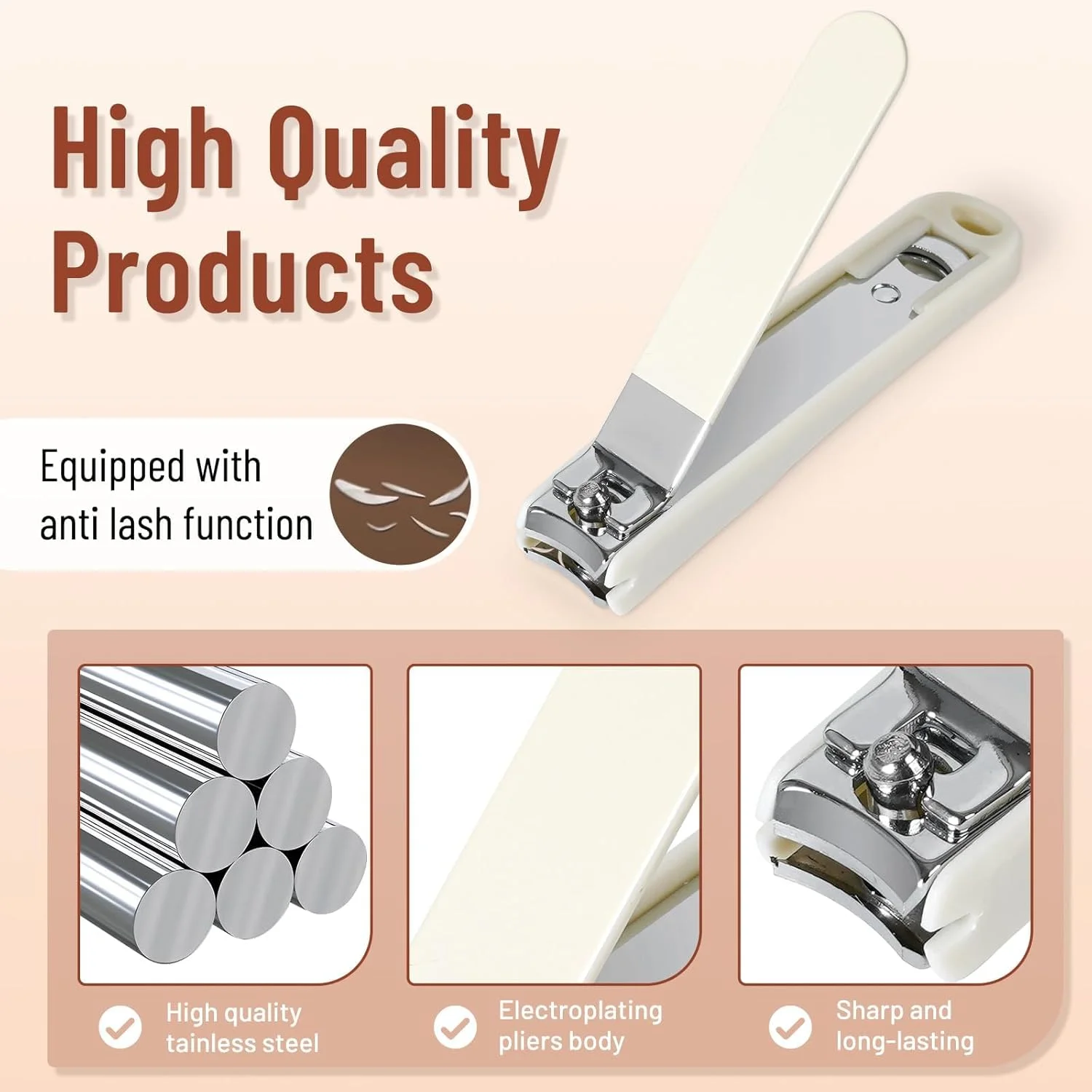 ست 7 تکه ناخن گیر استیل ضد زنگ با ابزار پیرایش حرفه ای، کیت مانیکور و پدیکور، شامل ناخن گیر انگشتان دست و پا، کیف مسافرتی لوکس برای مراقبت از ناخن