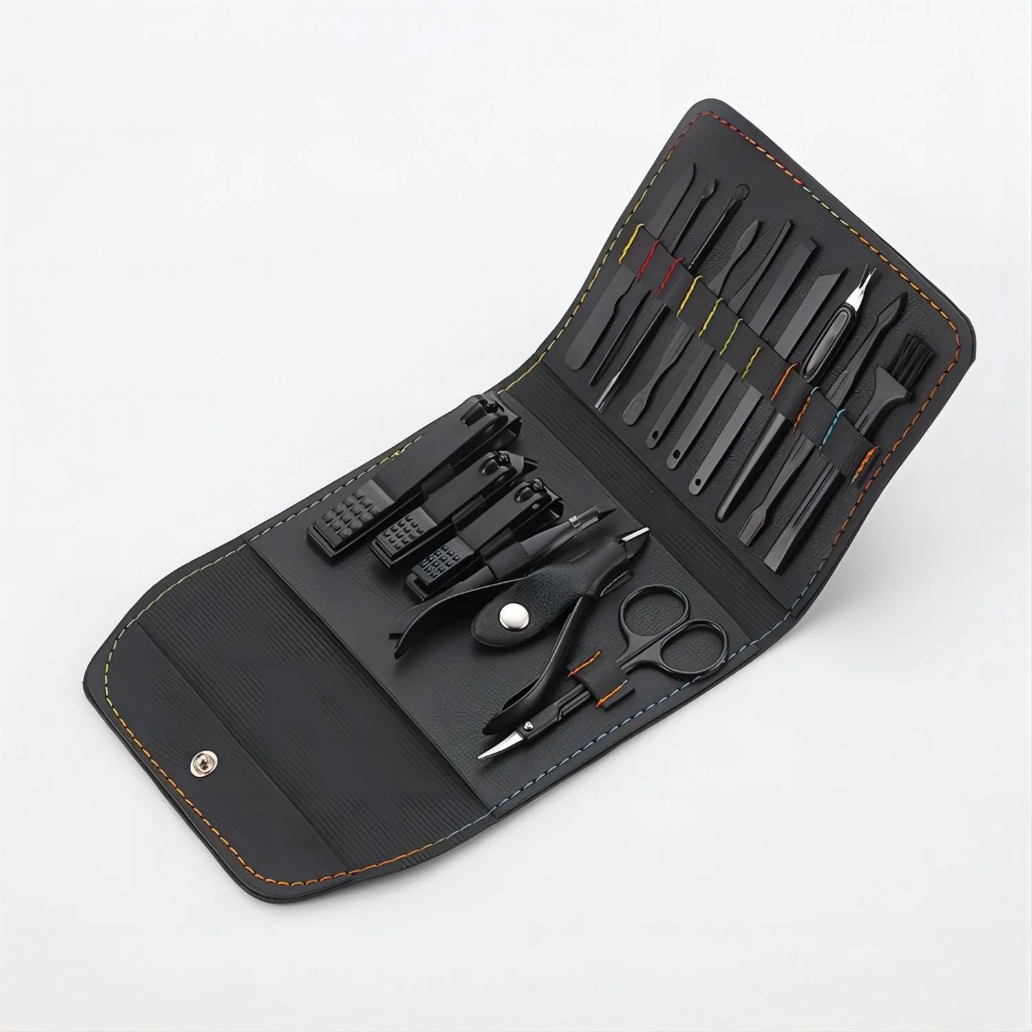 ست مانیکور و پدیکور حرفه ای 16 تکه، ست مراقبت از ناخن استیل ضد زنگ، ست مسافرتی مانیکور، مشکی ست مانیکور و پدیکور حرفه ای 16 تکه، ست مراقبت از ناخن استیل ضد زنگ، ست مسافرتی مانیکور، مشکی