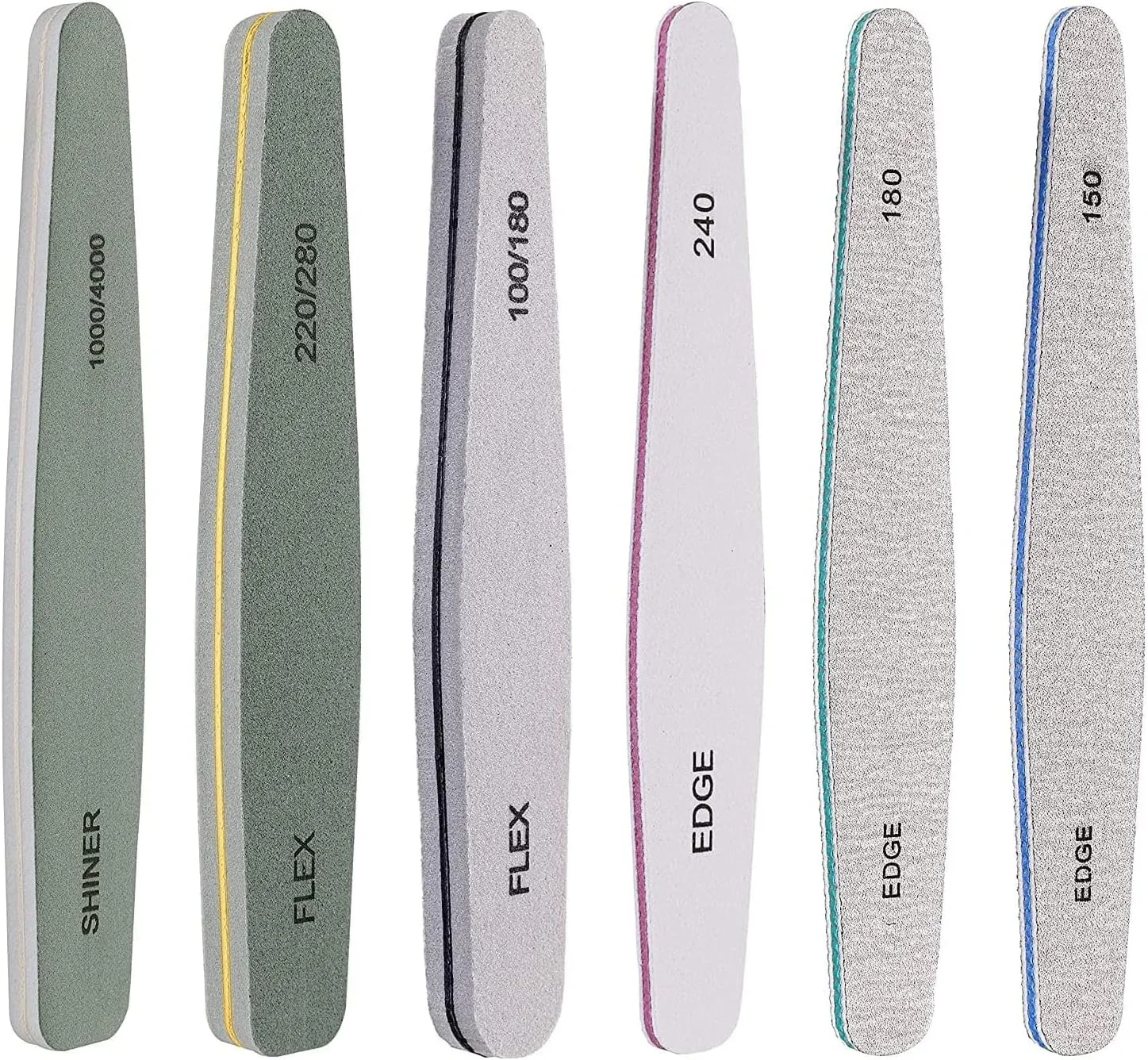 ست سوهان ناخن حرفه ای ممتاز برای ناخن های اکریلیک و ناخن های طبیعی، سوهان مانیکور Edge Flex، پولیش ناخن، ست سوهان ناخن قابل شستشو (6 عدد) ست سوهان ناخن حرفه ای ممتاز برای ناخن های اکریلیک و ناخن های طبیعی، سوهان مانیکور Edge Flex، پولیش ناخن، ست سوهان ناخن قابل شستشو (6 عدد)