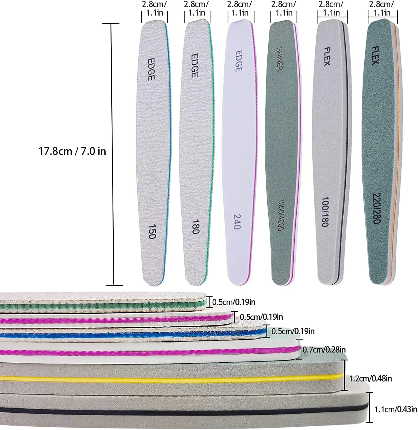 ست سوهان ناخن حرفه ای ممتاز برای ناخن های اکریلیک و ناخن های طبیعی، سوهان مانیکور Edge Flex، پولیش ناخن، ست سوهان ناخن قابل شستشو (6 عدد) ست سوهان ناخن حرفه ای ممتاز برای ناخن های اکریلیک و ناخن های طبیعی، سوهان مانیکور Edge Flex، پولیش ناخن، ست سوهان ناخن قابل شستشو (6 عدد)