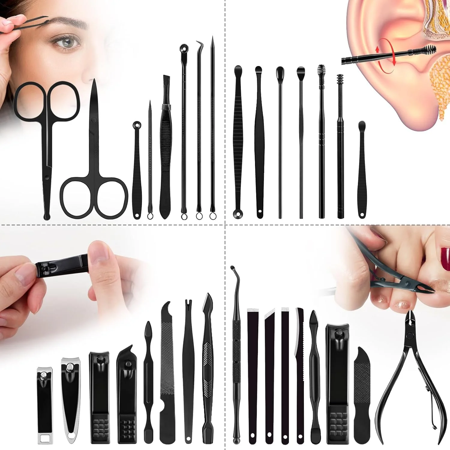 ست مسافرتی و پیرایشی ناخن حرفه ای استیل ضد زنگ، 32 تکه ابزار مراقبت از پا، ست مانیکور و پدیکور ابزار ناخن، ابزار پیرایشی استیل ضد زنگ، مناسب برای مسافرت ست مسافرتی و پیرایشی ناخن حرفه ای استیل ضد زنگ، 32 تکه ابزار مراقبت از پا، ست مانیکور و پدیکور ابزار ناخن، ابزار پیرایشی استیل ضد زنگ، مناسب برای مسافرت