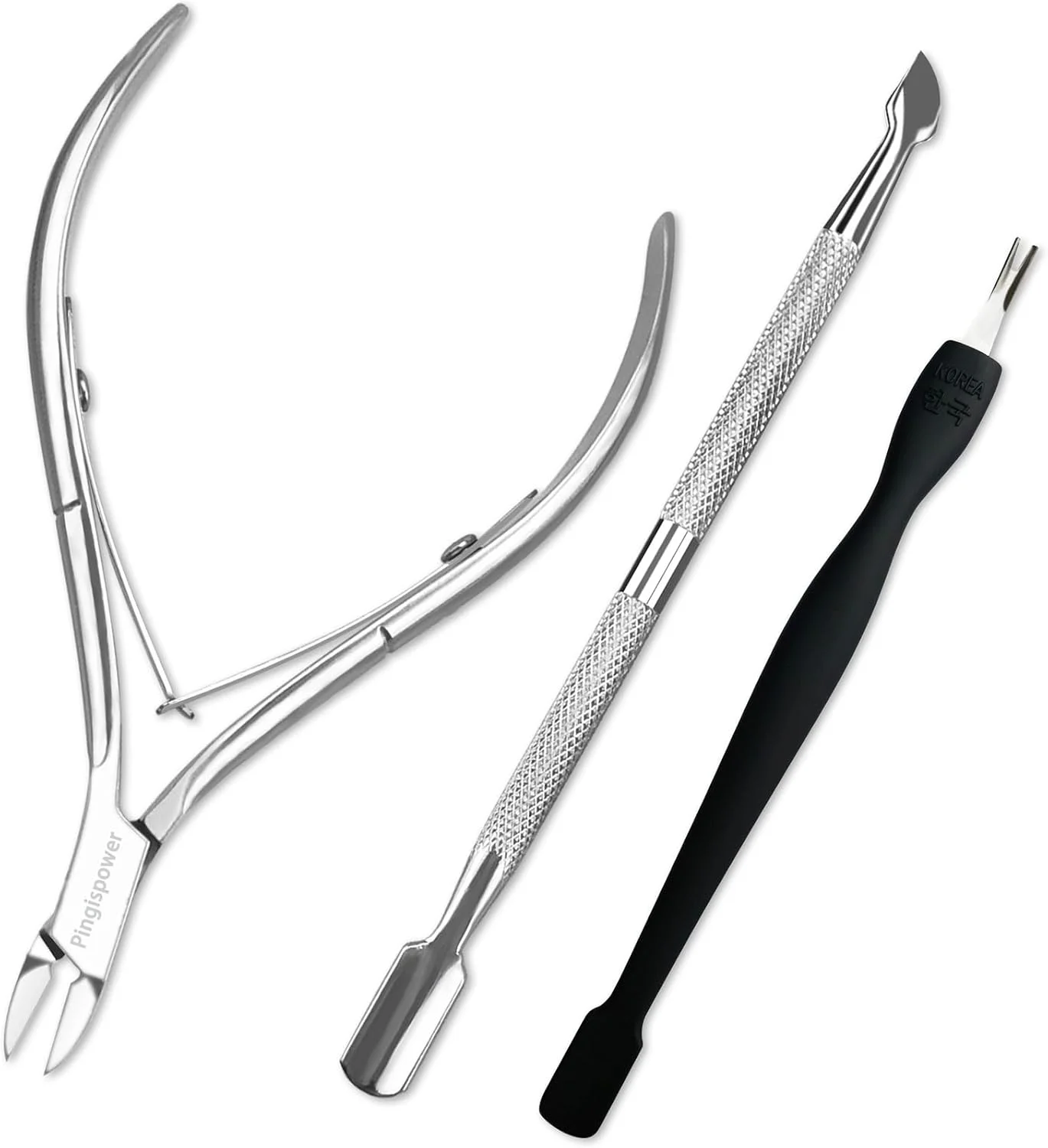 ست مانیکور پینگیس پاور شامل نیپر کوتیکول با پوشر کوتیکول، 3 عدد ابزار حرفه ای حذف کننده کوتیکول، انبر و قیچی ناخن بادوام استیل ضد زنگ ممتاز برای ناخن های پا و دست بانوان