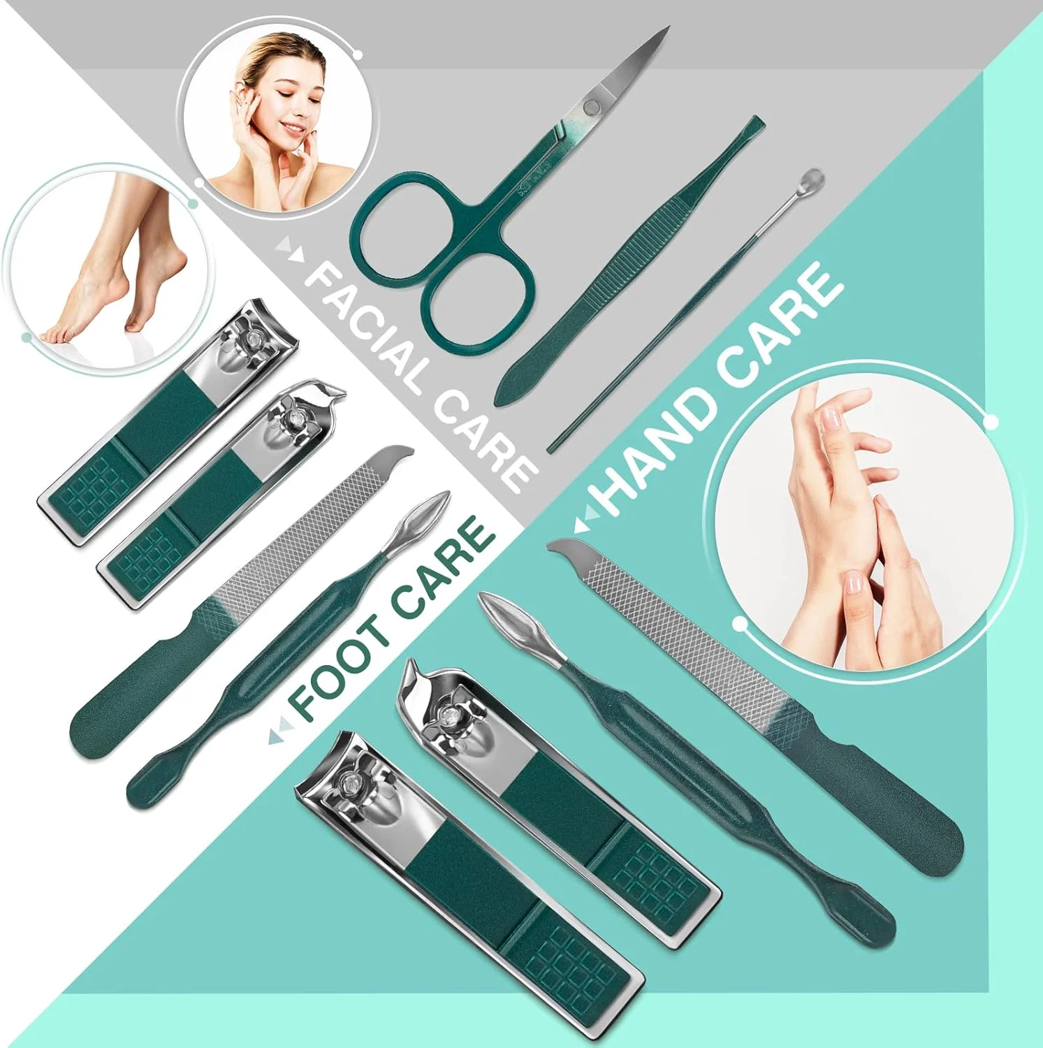 ست ناخن گیر استیل ضد زنگ NINEMAX، کیت حرفه ای مانیکور پدیکور با کیف مسافرتی لوکس، 7 تکه ابزار مراقبت از ناخن قابل حمل، هدیه برای مردان، زنان و سالمندان