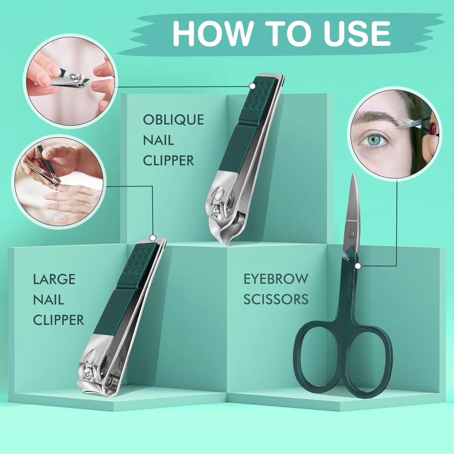 ست ناخن گیر استیل ضد زنگ NINEMAX، کیت حرفه ای مانیکور پدیکور با کیف مسافرتی لوکس، 7 تکه ابزار مراقبت از ناخن قابل حمل، هدیه برای مردان، زنان و سالمندان