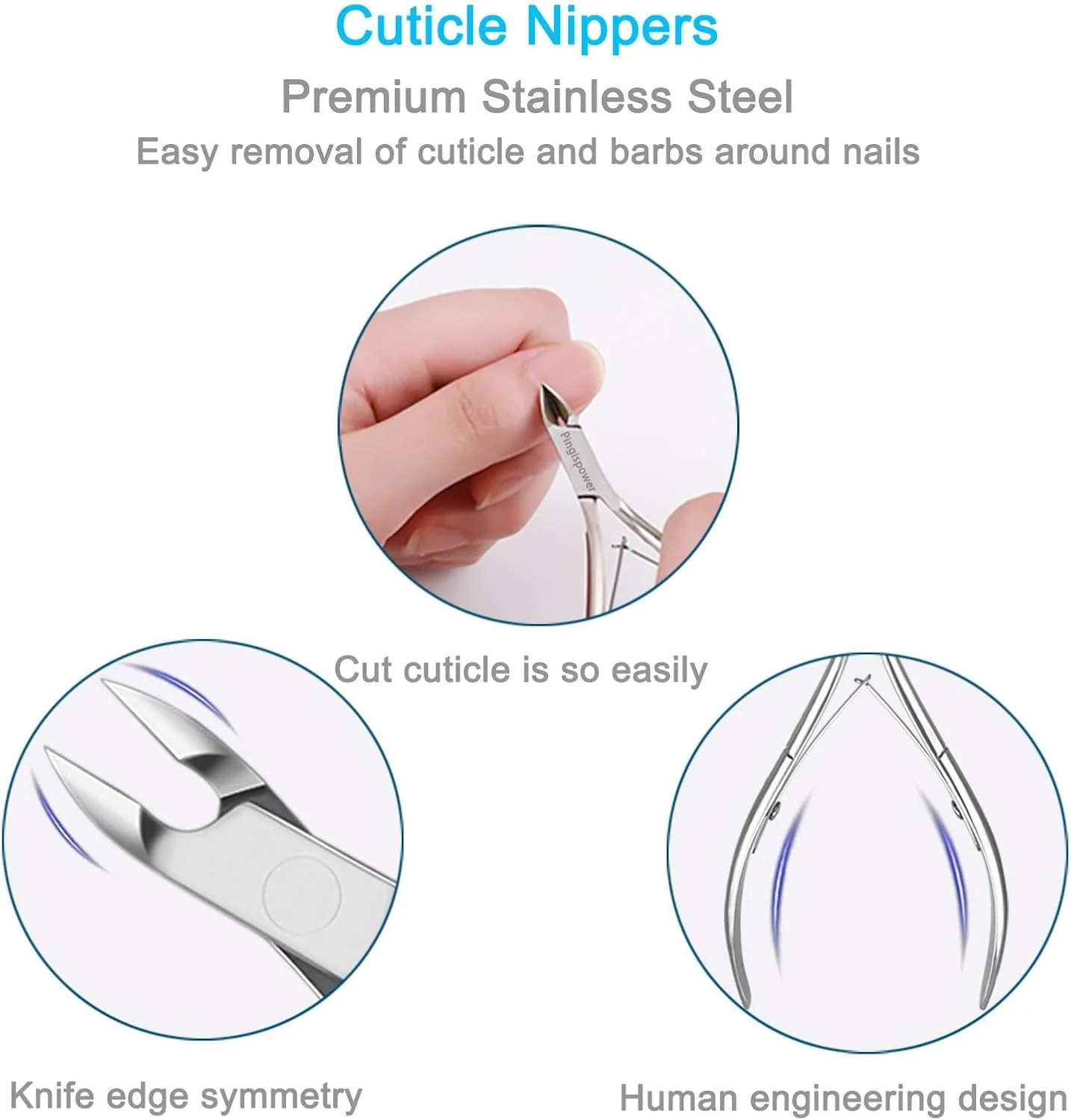 ست مانیکور پینگیس پاور شامل نیپر، پوشر کوتیکول و 8 ابزار حرفه ای از جنس استیل ضد زنگ بادوام برای ناخن های دست و پا