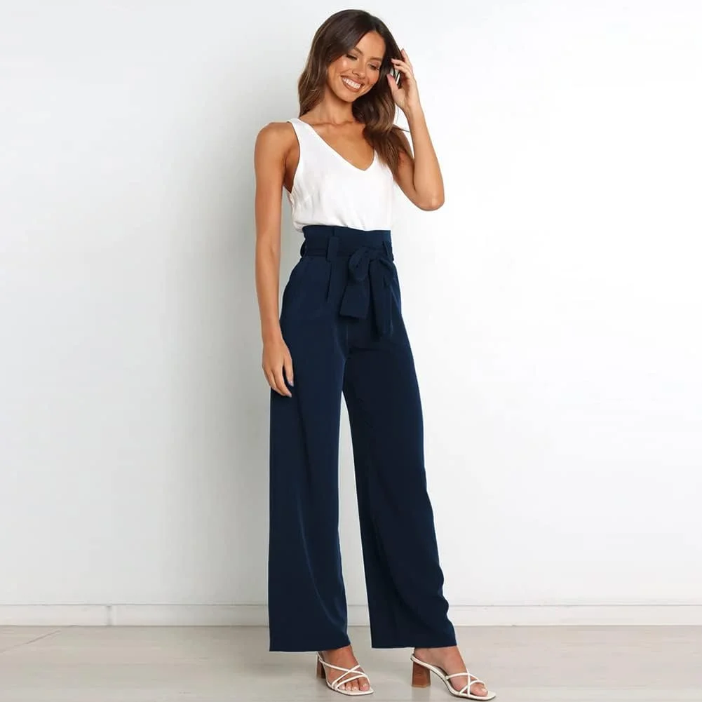 شلوار زنانه کمر بلند پاچه گشاد ABAFIP مناسب کار، اداره، استایل کژوال، مدل پالازو، بلند، دارای کمربند شلوار زنانه کمر بلند پاچه گشاد ABAFIP مناسب کار، اداره، استایل کژوال، مدل پالازو، بلند، دارای کمربند