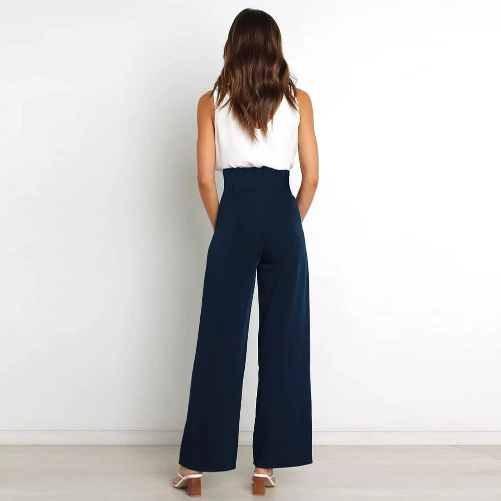 شلوار زنانه کمر بلند پاچه گشاد ABAFIP مناسب کار، اداره، استایل کژوال، مدل پالازو، بلند، دارای کمربند شلوار زنانه کمر بلند پاچه گشاد ABAFIP مناسب کار، اداره، استایل کژوال، مدل پالازو، بلند، دارای کمربند