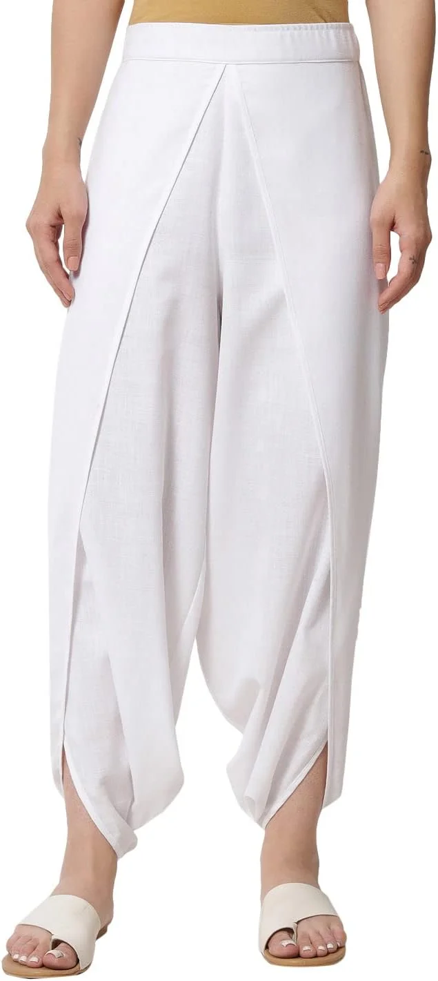 شلوار نخی زنانه 9rasa، مدل دُوتی، مناسب استایل کژوال و فیوژن، سفید، سایز L شلوار نخی زنانه 9rasa، مدل دُوتی، مناسب استایل کژوال و فیوژن، سفید، سایز L