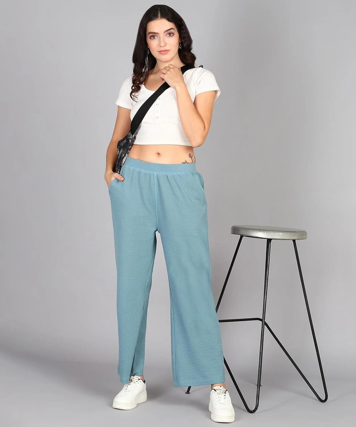 شلوار راسته زنانه آلن جونز، فاق متوسط، طرح وافل کشی