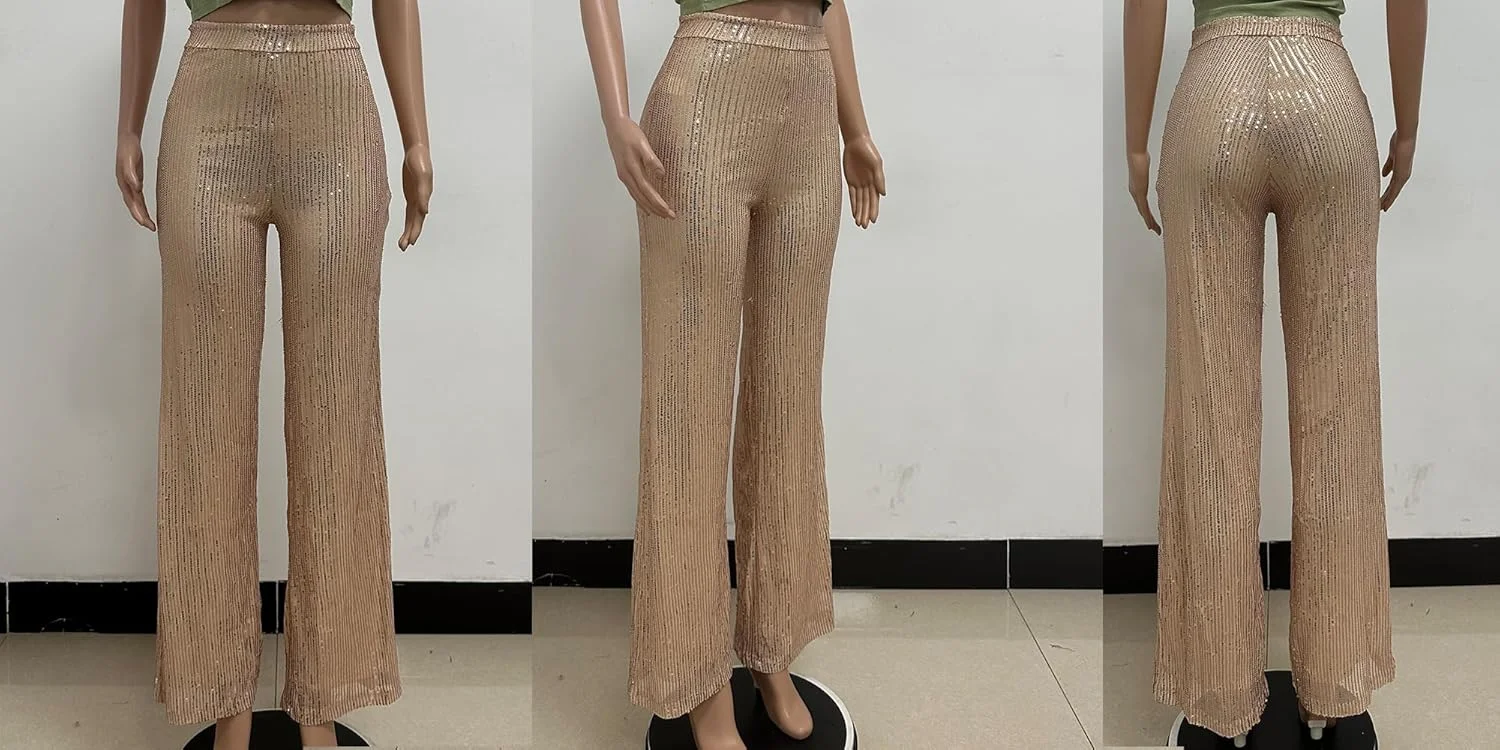 شلوار بلند زنانه آیلیدیا با پولک های براق، مناسب مهمانی و کلاب، شلوار کژوال کشی شلوار بلند زنانه آیلیدیا با پولک های براق، مناسب مهمانی و کلاب، شلوار کژوال کشی