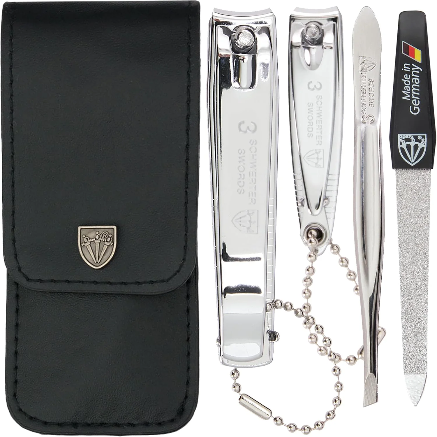 ست مانیکور و پدیکور 4 تکه با کیفیت عالی تری سورز آلمان، مناسب برای مراقبت حرفه ای از ناخن های دست و پا، شامل موچین، سوهان، ناخن گیر، کیف چرمی شیک، ارائه شده در جعبه هدیه، ساخت تری سورز (77211)