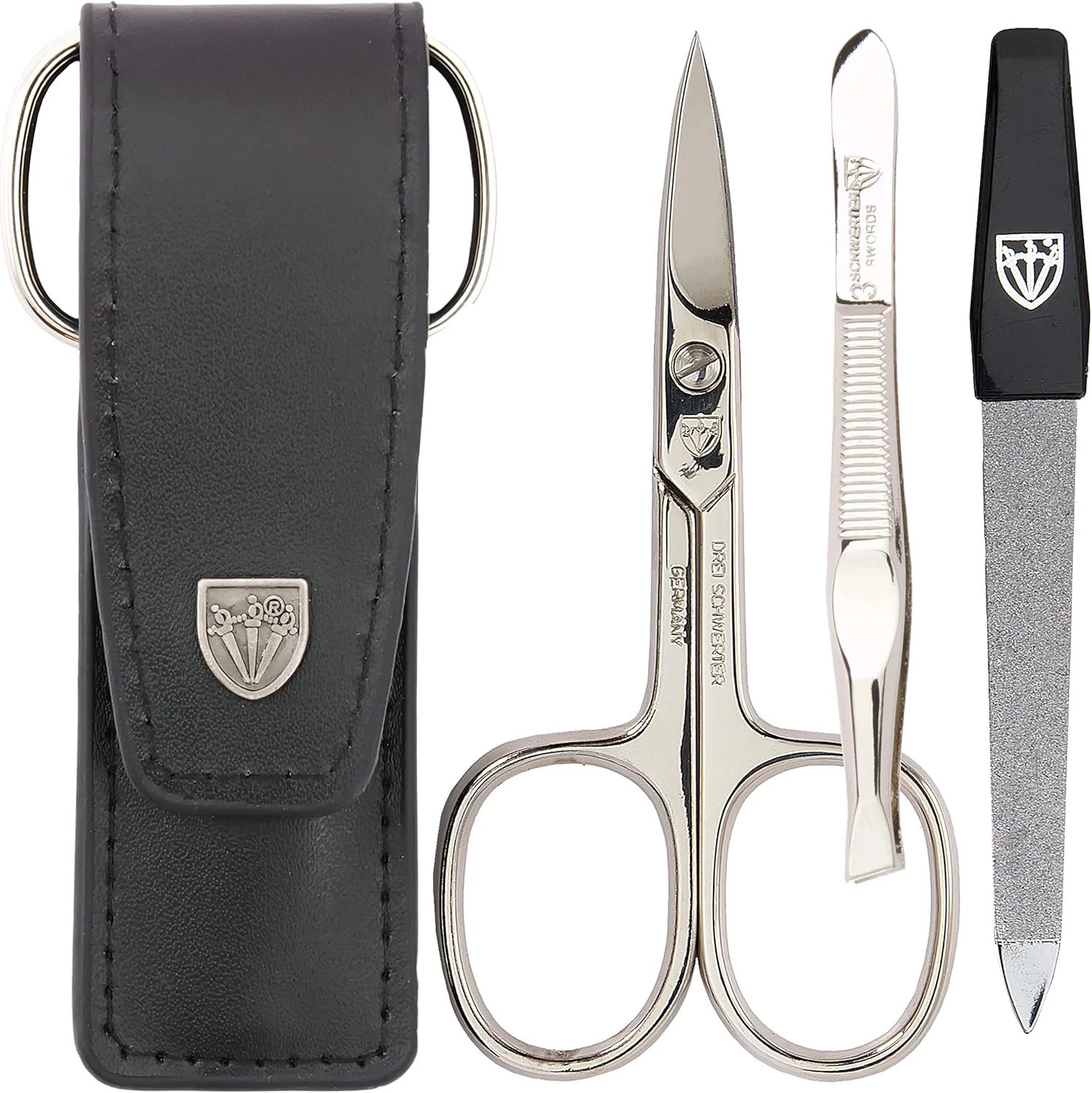 تری سورز آلمان - ست مانیکور و پدیکور 3 تکه با کیفیت عالی برای مراقبت حرفه ای از ناخن های دست و پا، شامل قیچی، سوهان و کیف چرمی اصل، ساخت سولینگن آلمان