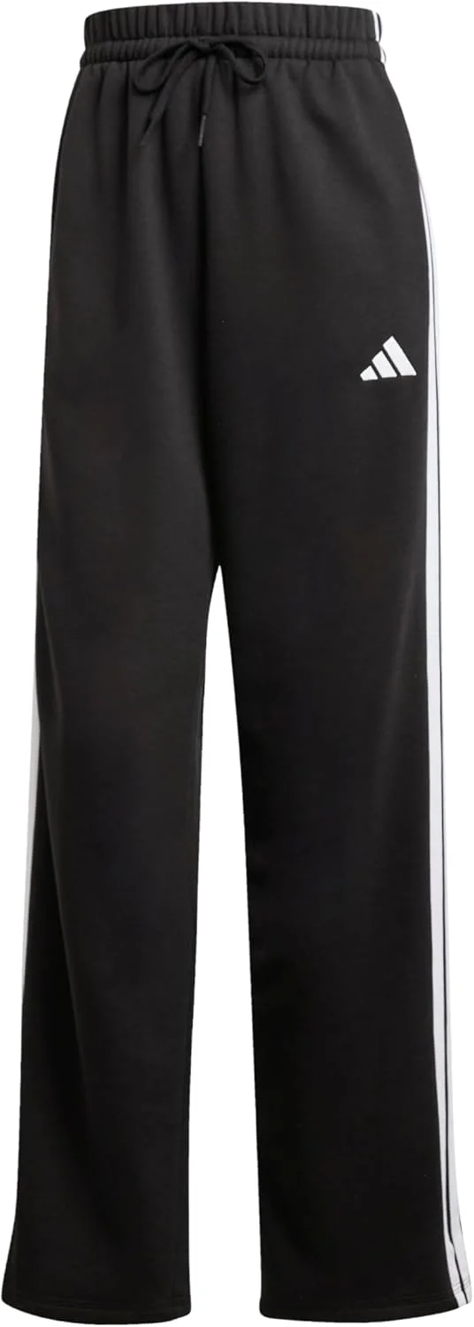 شلوار جاگر زنانه آدیداس Essentials 3-Stripes Open-Hem Fleece مشکی، سایز XS