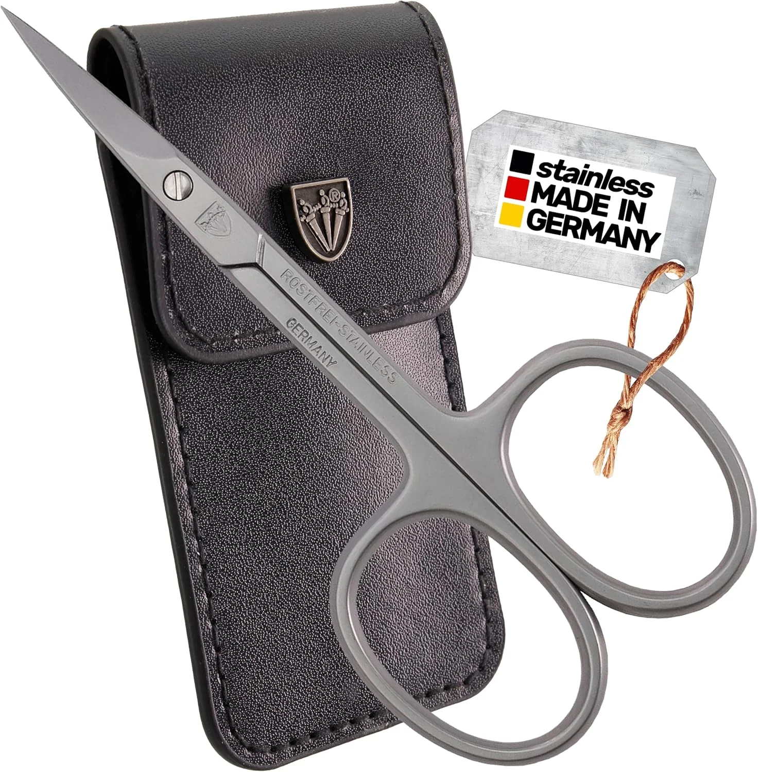 قیچی کوتیکول خمیده استیل ضد زنگ اینوکس با کیفیت برند 3 Swords Germany (1 عدد) به همراه کیف برای مانیکور پدیکور - مراقبت از ناخن توسط 3 Swords - ساخت سولینگن آلمان