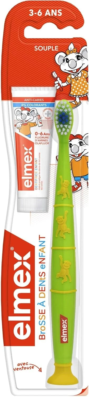 المکس - مسواک کودک 3-6 سال (نرم) + خمیر دندان کودک المکس (12 میلی لیتر)، رنگ تصادفی