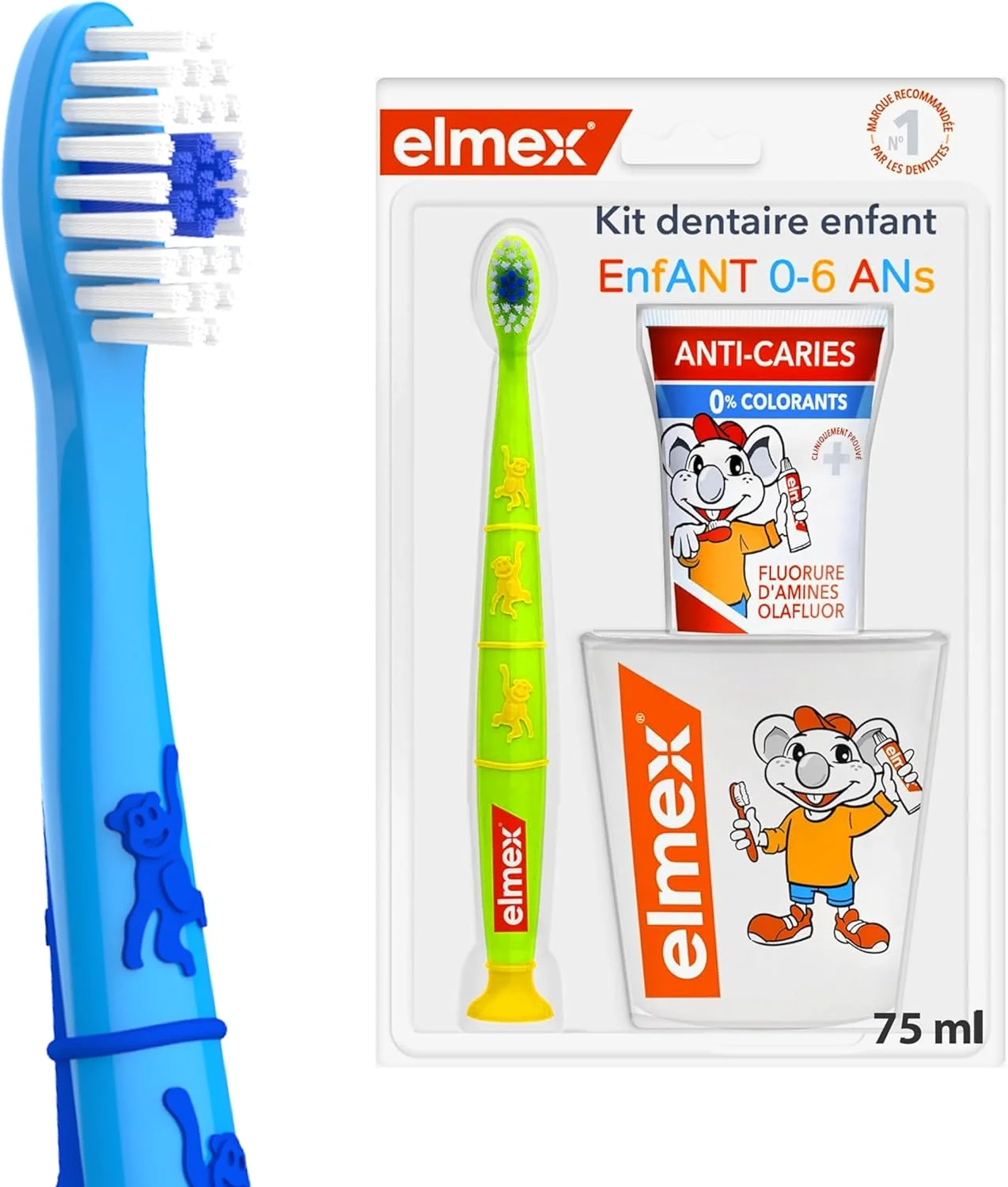 ست کودک ELMEX - 1 مسواک برای کودکان + 1 خمیر دندان برای کودکان 0-6 سال + 1 لیوان مسواک - رنگ تصادفی