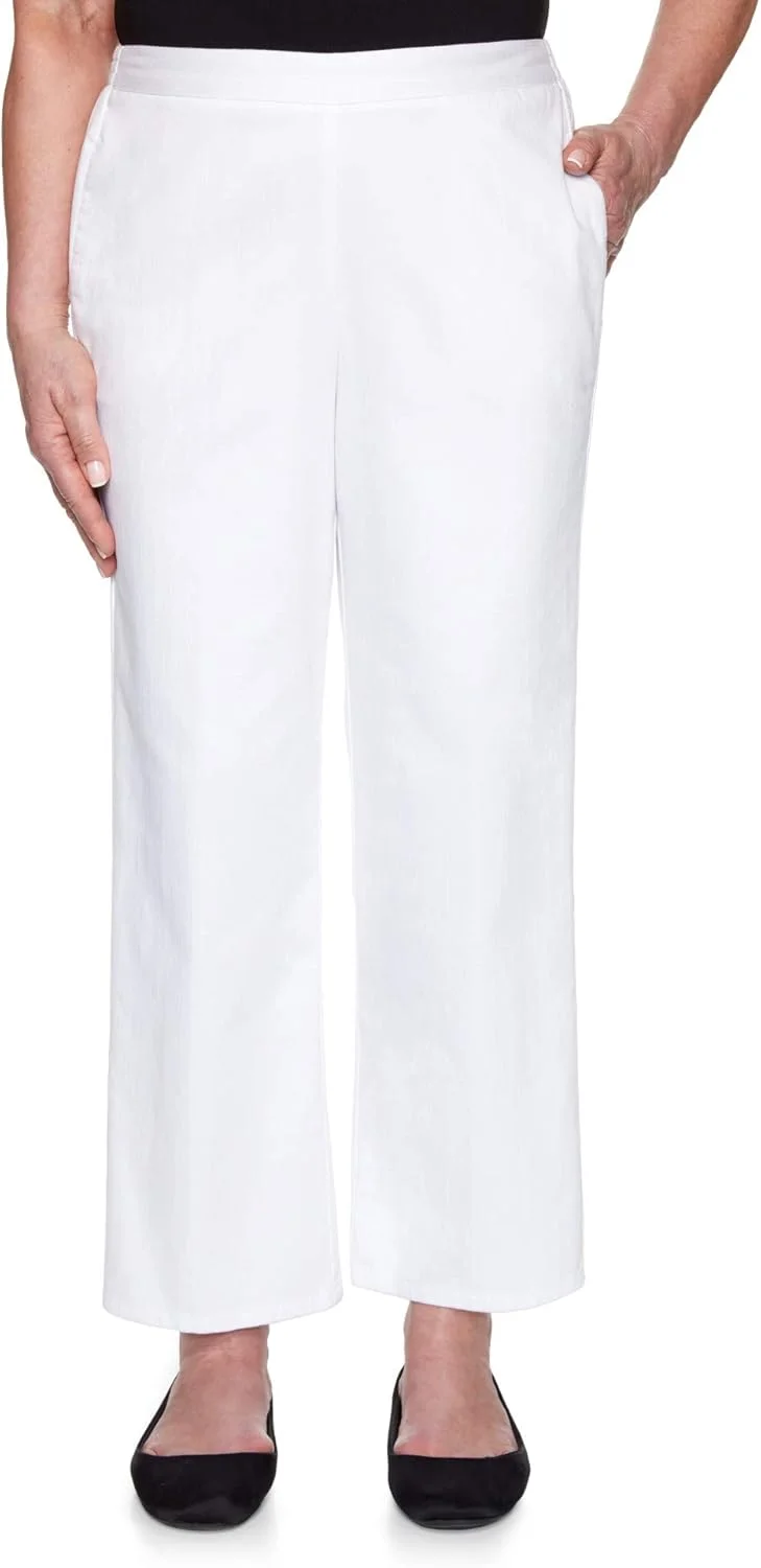 شلوار دنیم زنانه Alfred Dunner مدل Checkmate، سایز متوسط زنانه - سایز پتیت، سفید، 12 پتیت