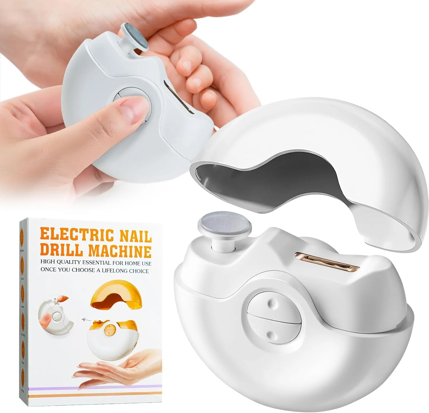 ناخن گیر برقی اتوماتیک tewiaii، شارژی USB به همراه سوهان ناخن، دستگاه اصلاح 2 در 1 برای مراقبت از ناخن - ست مانیکور 2 سرعته برای نوزادان، کودکان، سالمندان و مراقبان (سفید)