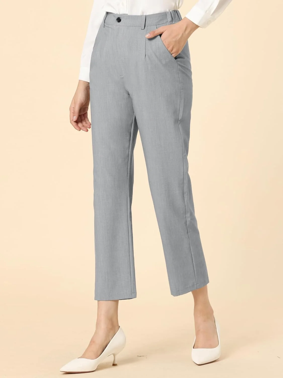 Allegra K شلوار راسته زنانه Allegra K شلوار راسته زنانه