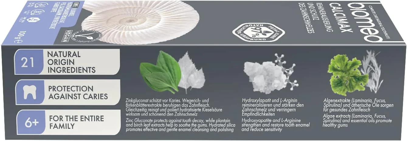 بیومد کلسی مکس | خمیر دندان طبیعی و وگان حاوی کلسیم برای ترمیم مینای دندان | 100 میلی لیتر